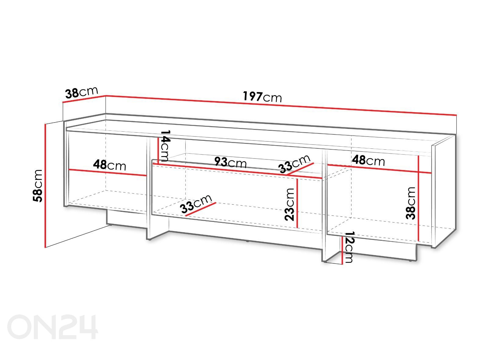 TV-taso apan 197 cm kuvasuurennos mitat
