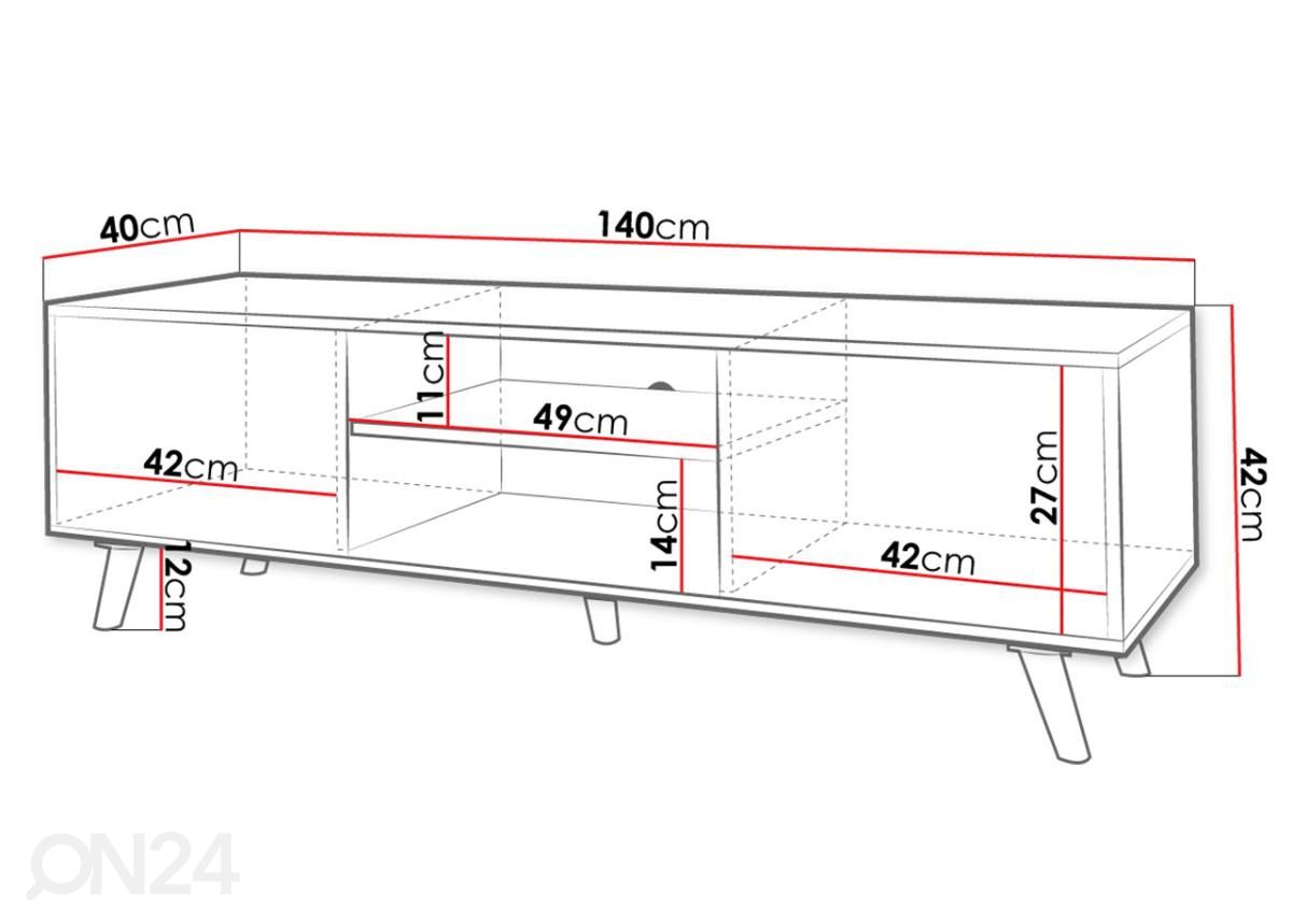 TV-taso Apollo 140 cm kuvasuurennos mitat