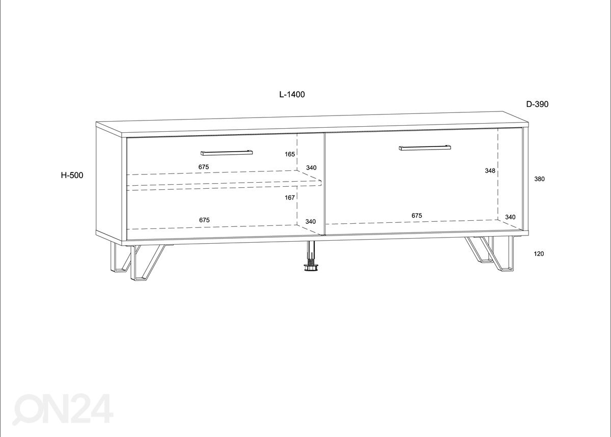 TV-taso Bos1 140 cm kuvasuurennos mitat