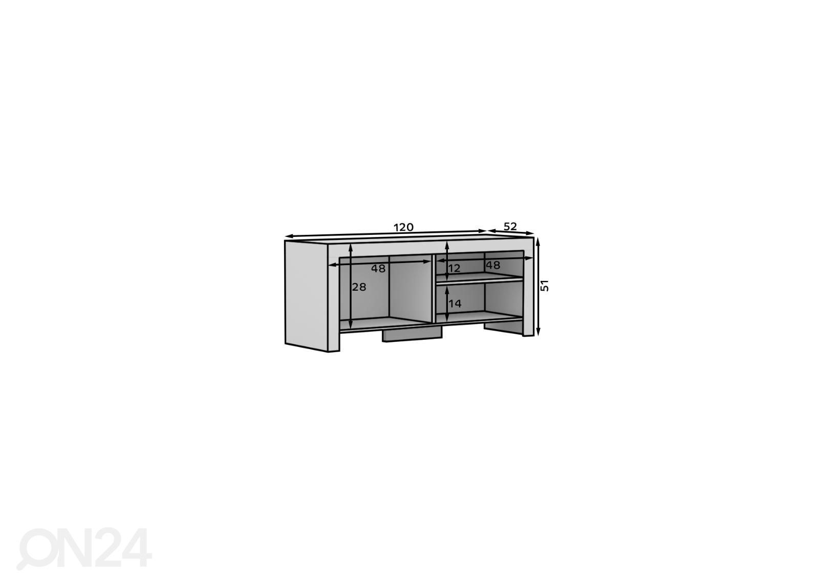 TV-taso Cely 120 cm kuvasuurennos mitat