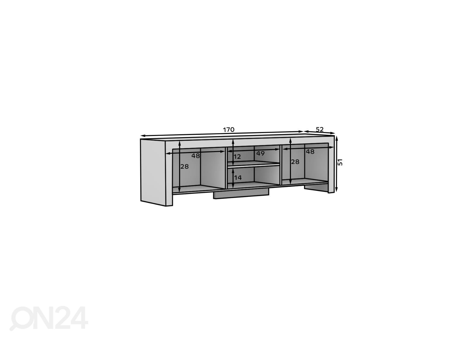 TV-taso Cely 170 cm kuvasuurennos mitat