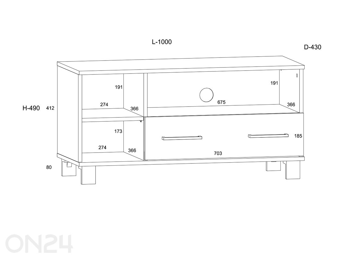 TV-taso Cool 100 cm kuvasuurennos mitat