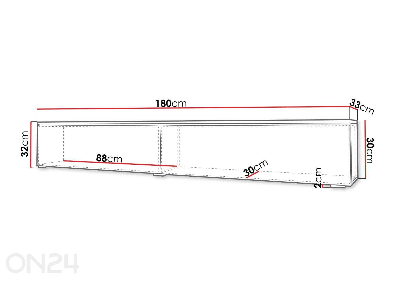 TV-taso Der 180 cm + LED kuvasuurennos mitat