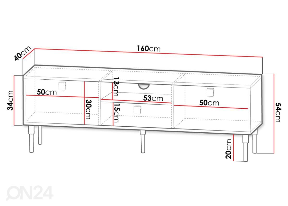 TV-taso Dorset 160 cm kuvasuurennos mitat