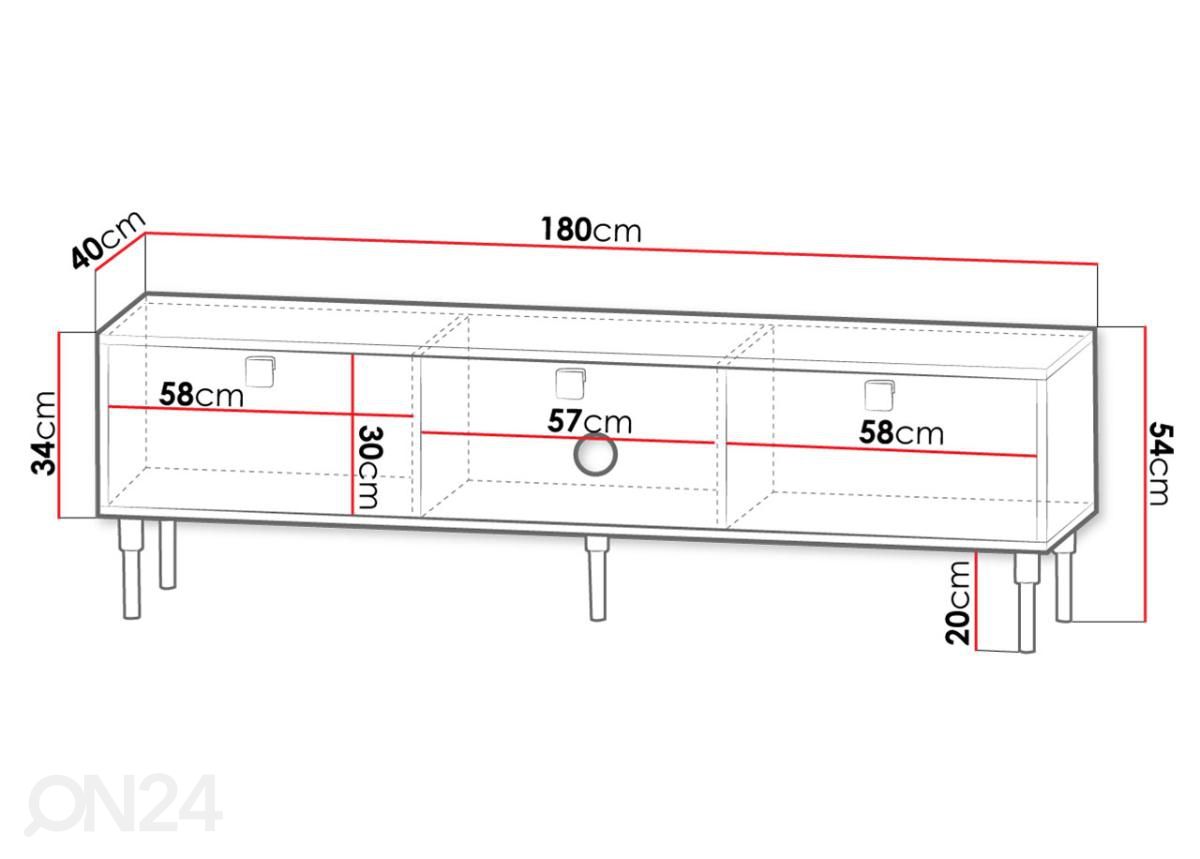 TV-taso Dorset 180 cm kuvasuurennos mitat