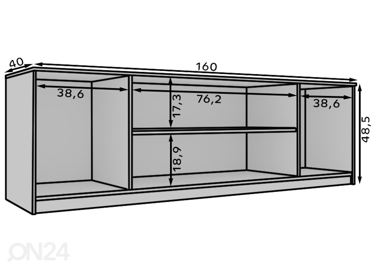 TV-taso Elk 160 cm kuvasuurennos mitat