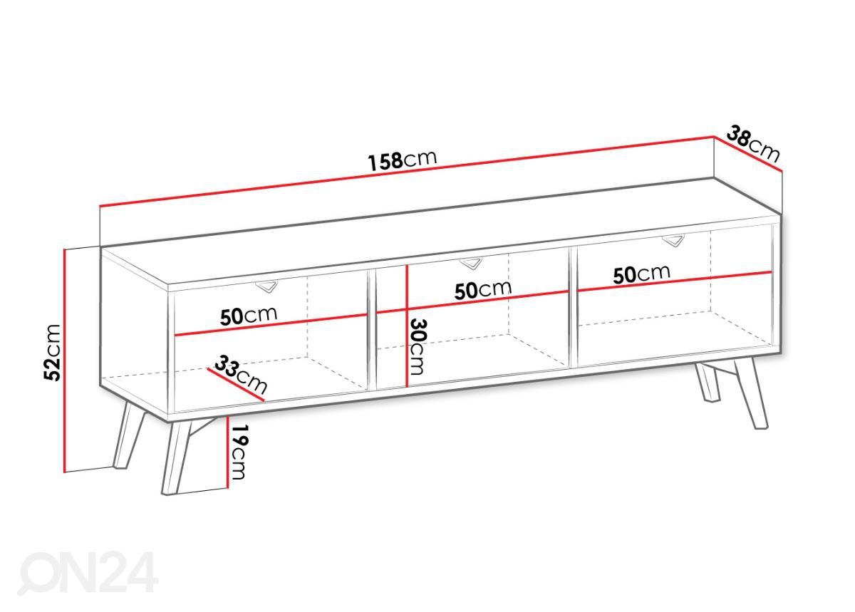 TV-taso Fiona 158 cm kuvasuurennos mitat