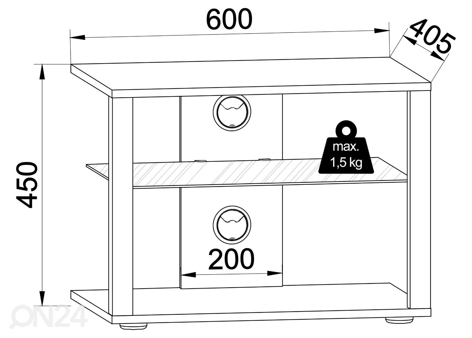 TV-taso Folas M 60 cm kuvasuurennos mitat