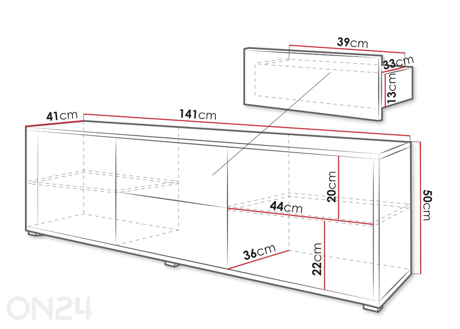 TV-taso Gesita, 141 cm kuvasuurennos mitat