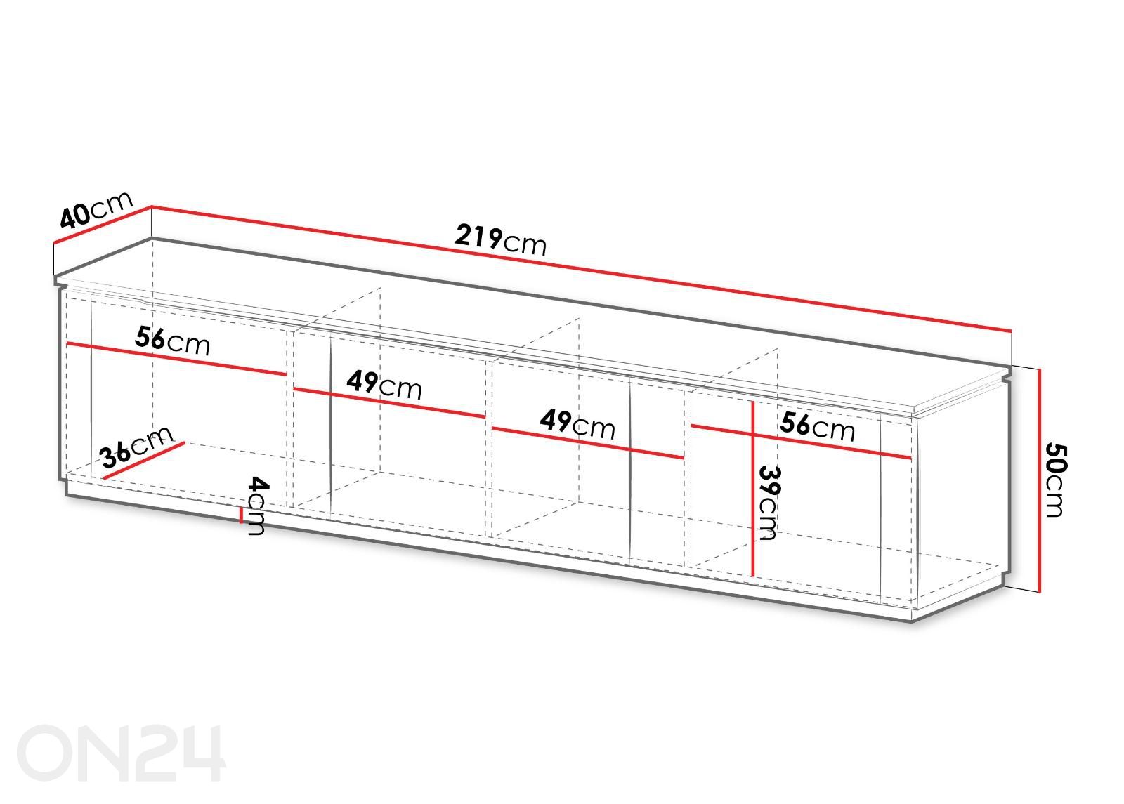 TV-taso Hilafin 219 cm kuvasuurennos mitat