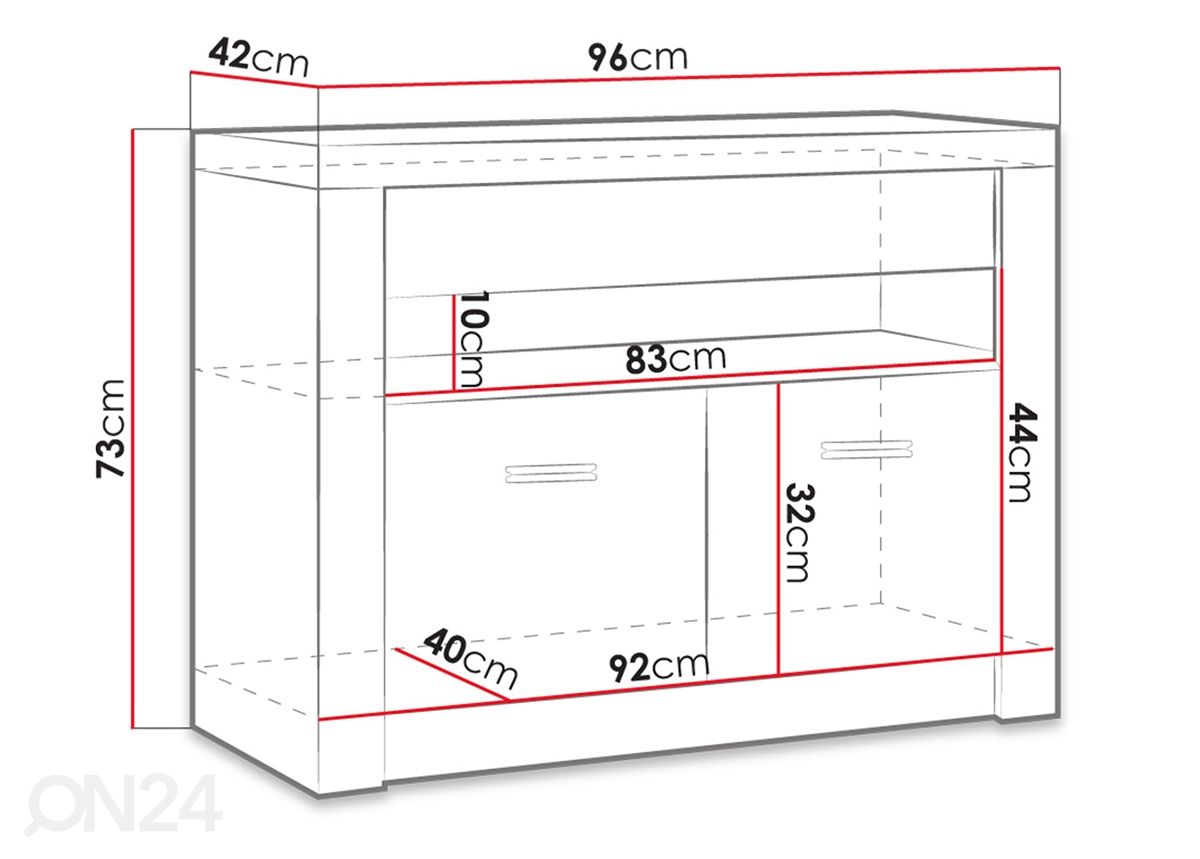 TV-taso + LED-valaistus kuvasuurennos mitat