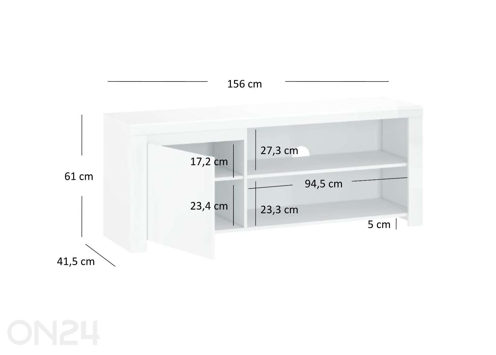 TV-taso Lingo 156 cm kuvasuurennos mitat
