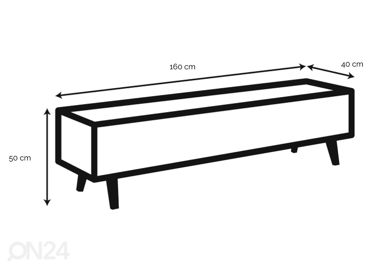 TV-taso Ludvig 160 cm kuvasuurennos mitat
