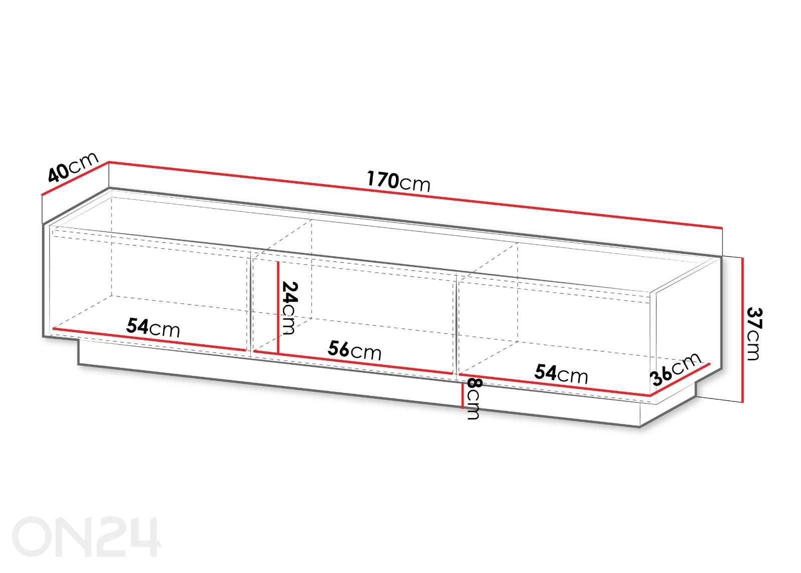 TV-taso Mirtu 170 cm kuvasuurennos mitat