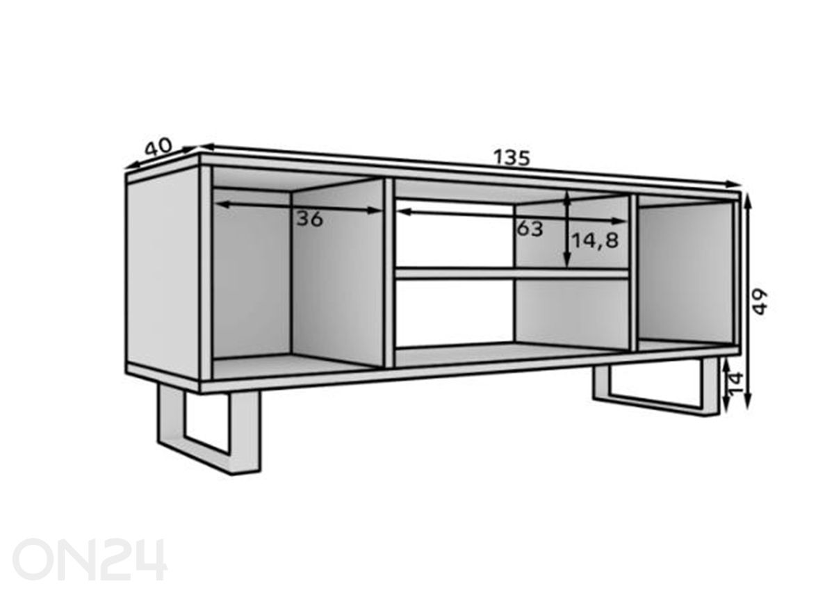 TV-taso Molise 135 cm kuvasuurennos mitat
