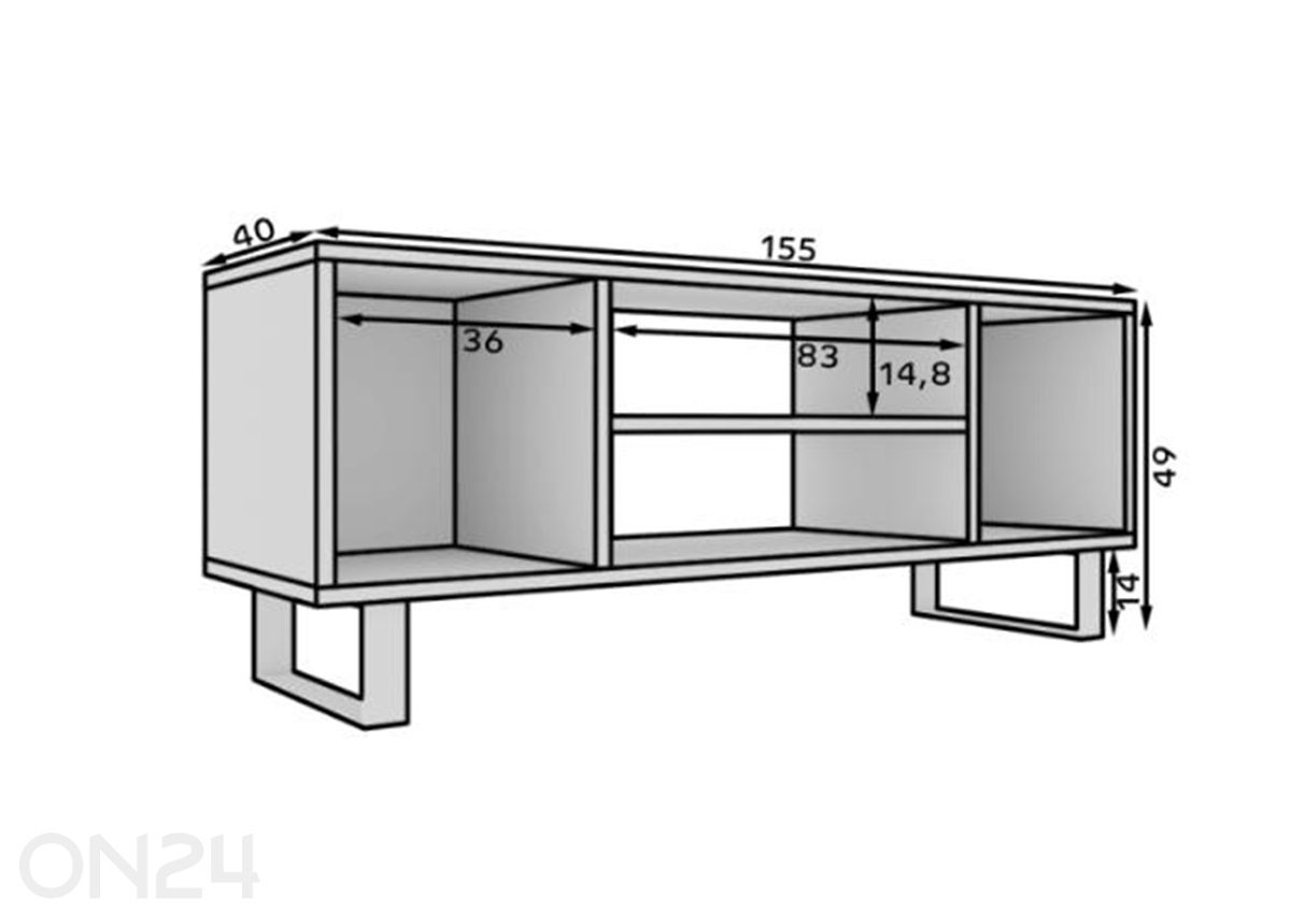 TV-taso Molise 155 cm kuvasuurennos mitat