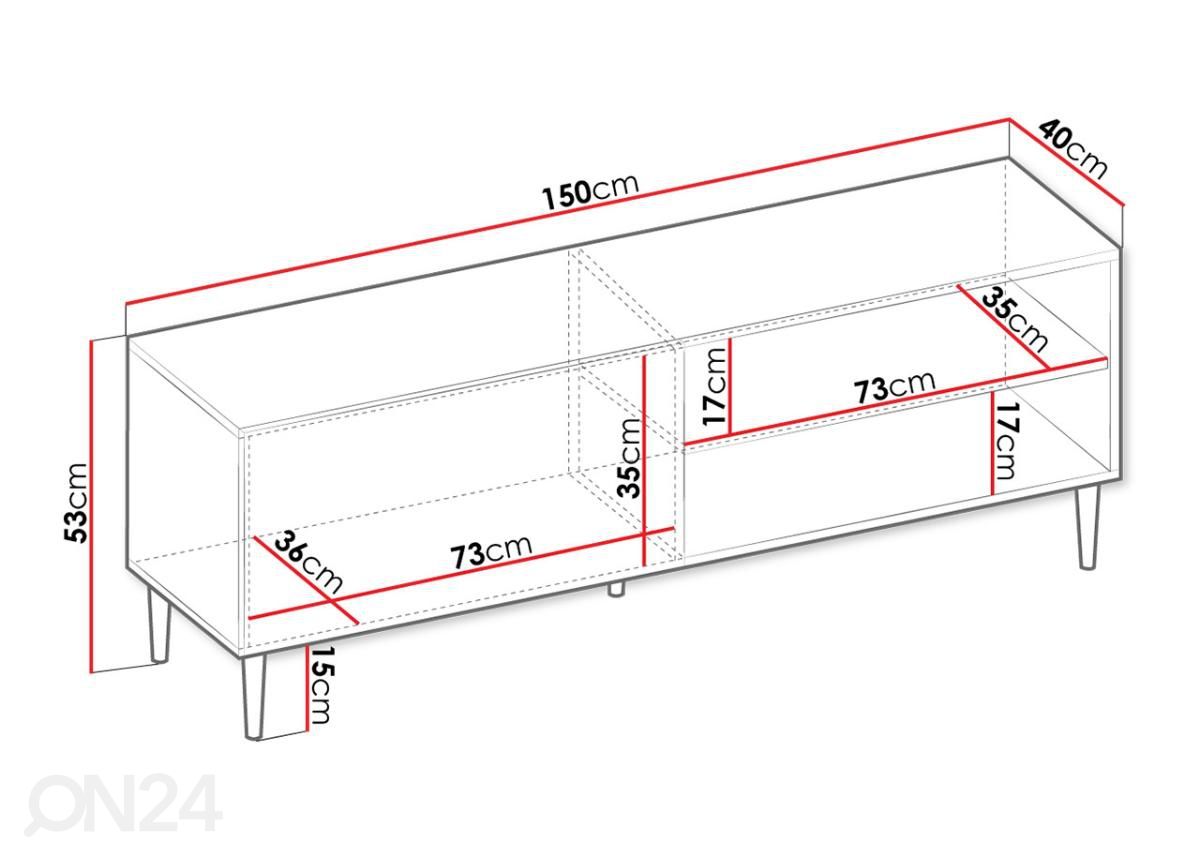 TV-taso Nakomo 150 cm kuvasuurennos mitat