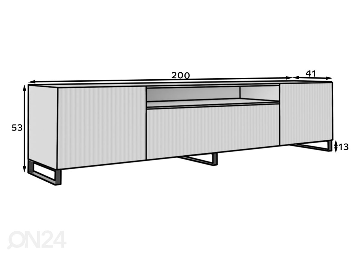 TV-taso Noemi 200 cm kuvasuurennos mitat