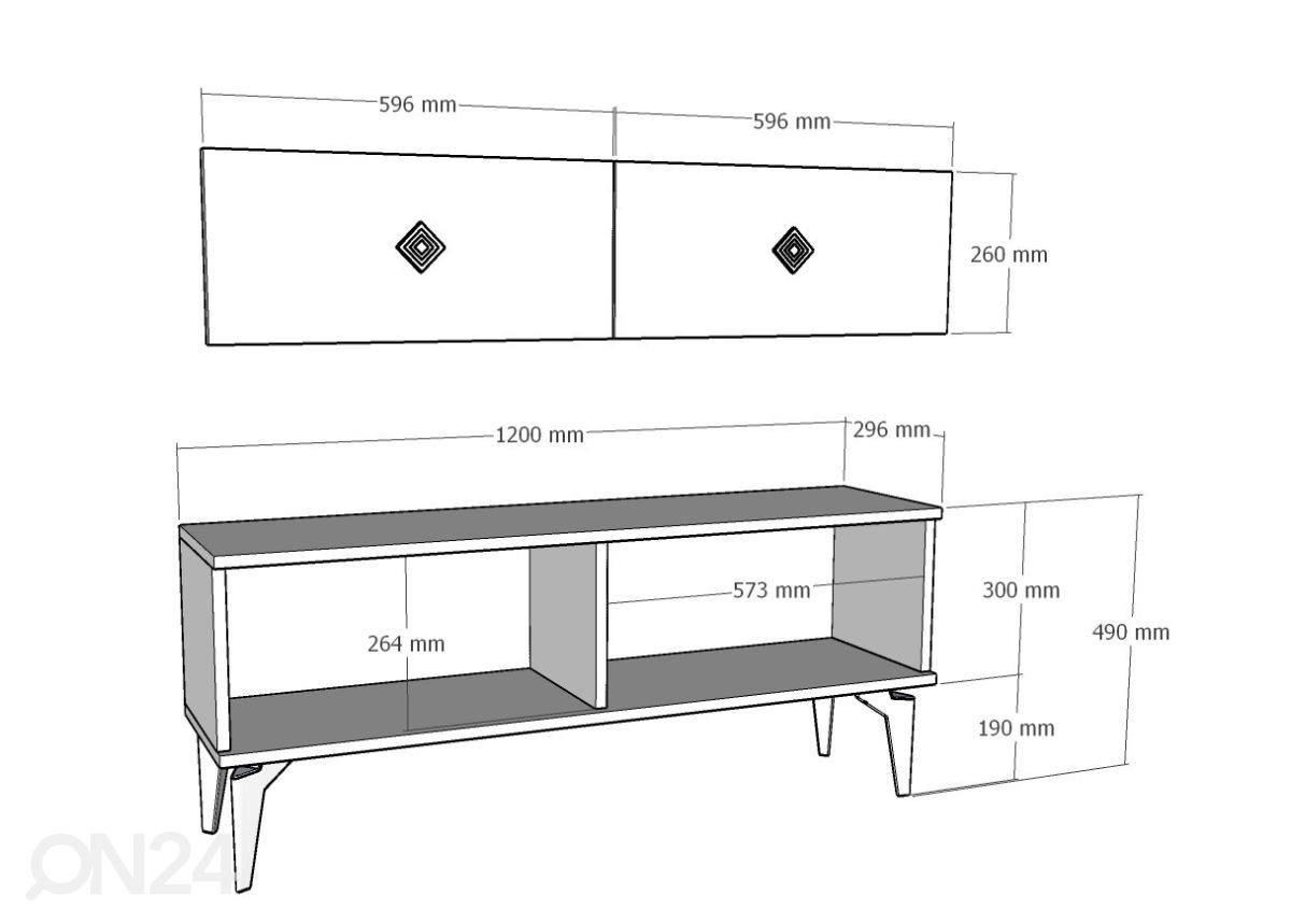 TV-taso Noora 120 cm kuvasuurennos mitat