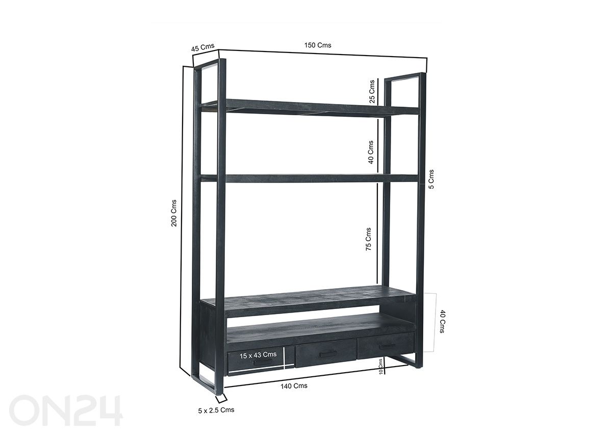 TV-taso Norris 150 cm kuvasuurennos mitat