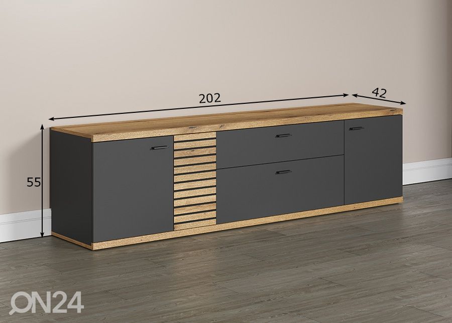TV-taso Norris 202 cm kuvasuurennos mitat