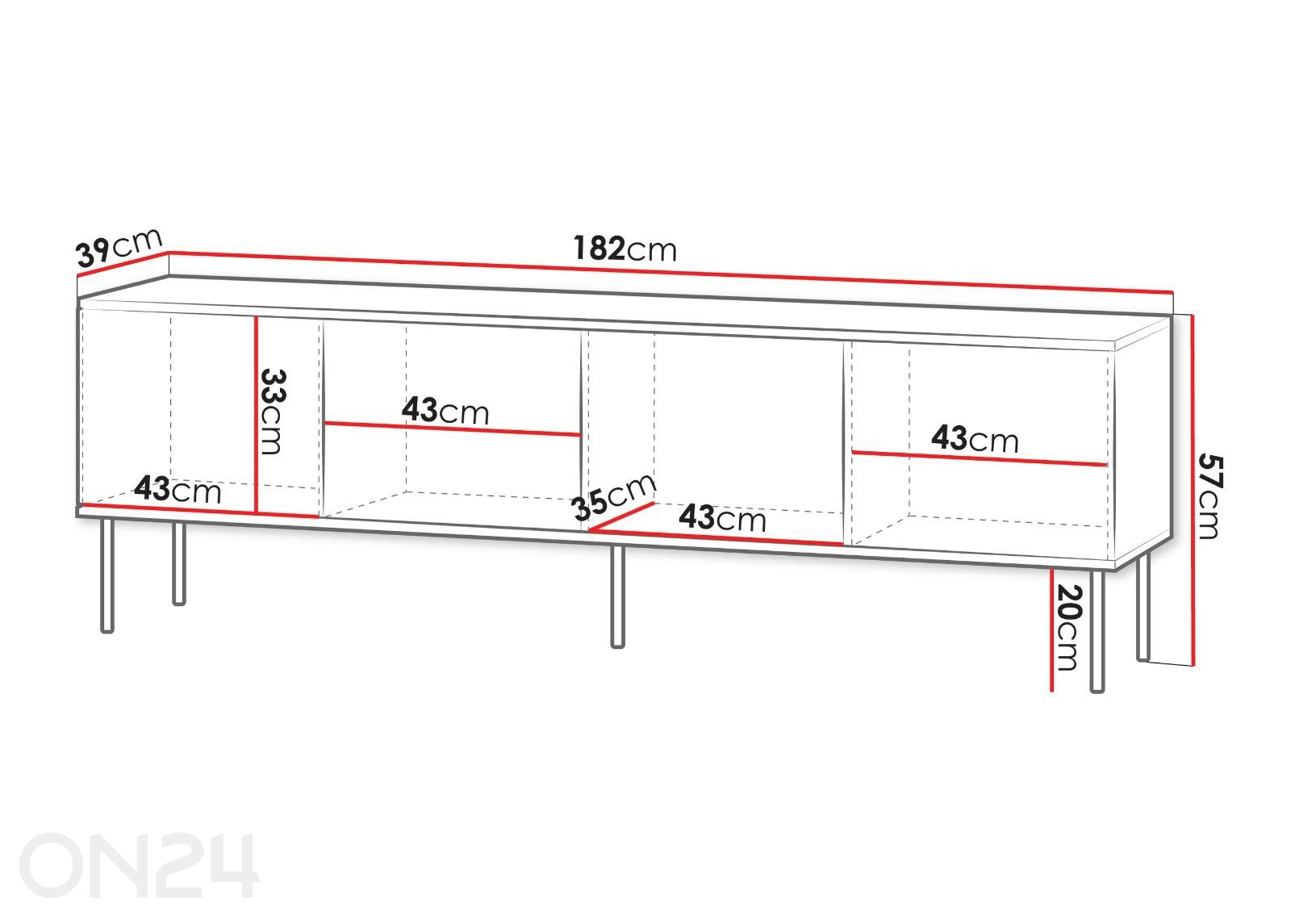 TV-taso Notte 182 cm kuvasuurennos mitat