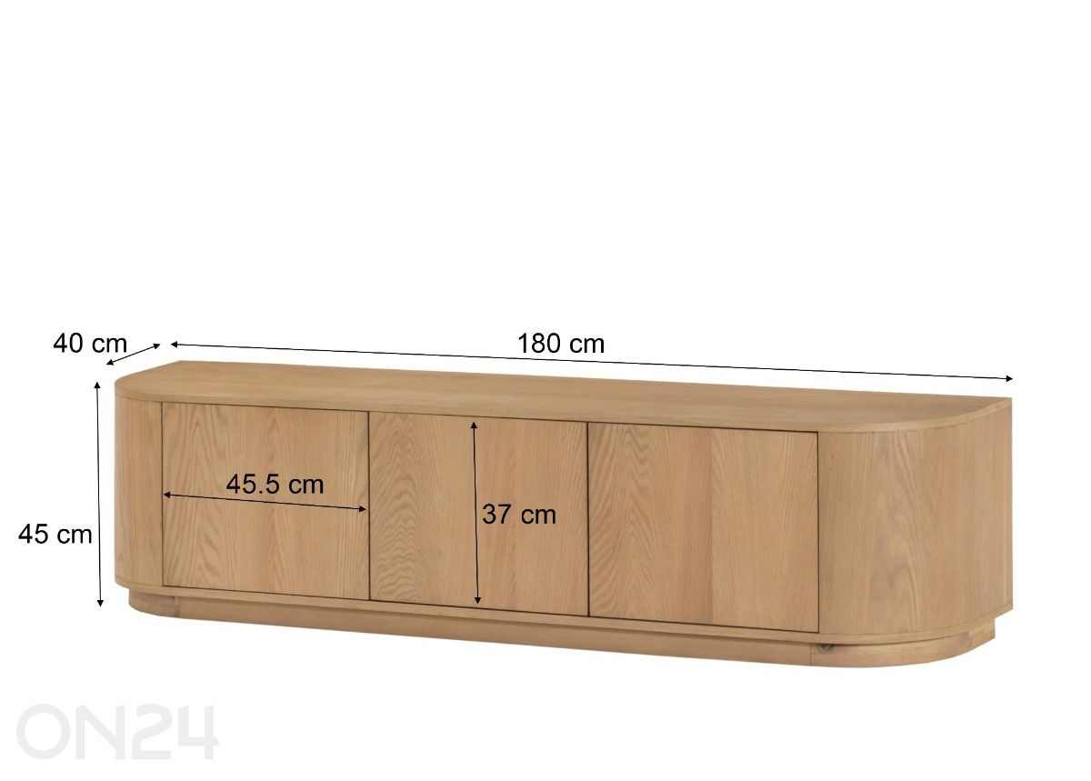 TV-taso Novero 180 cm kuvasuurennos mitat