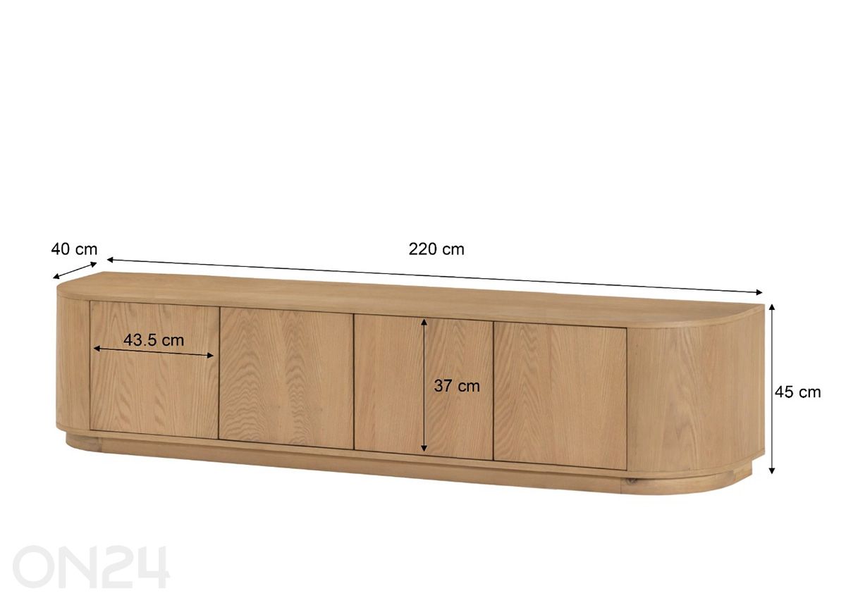 TV-taso Novero 220 cm kuvasuurennos mitat