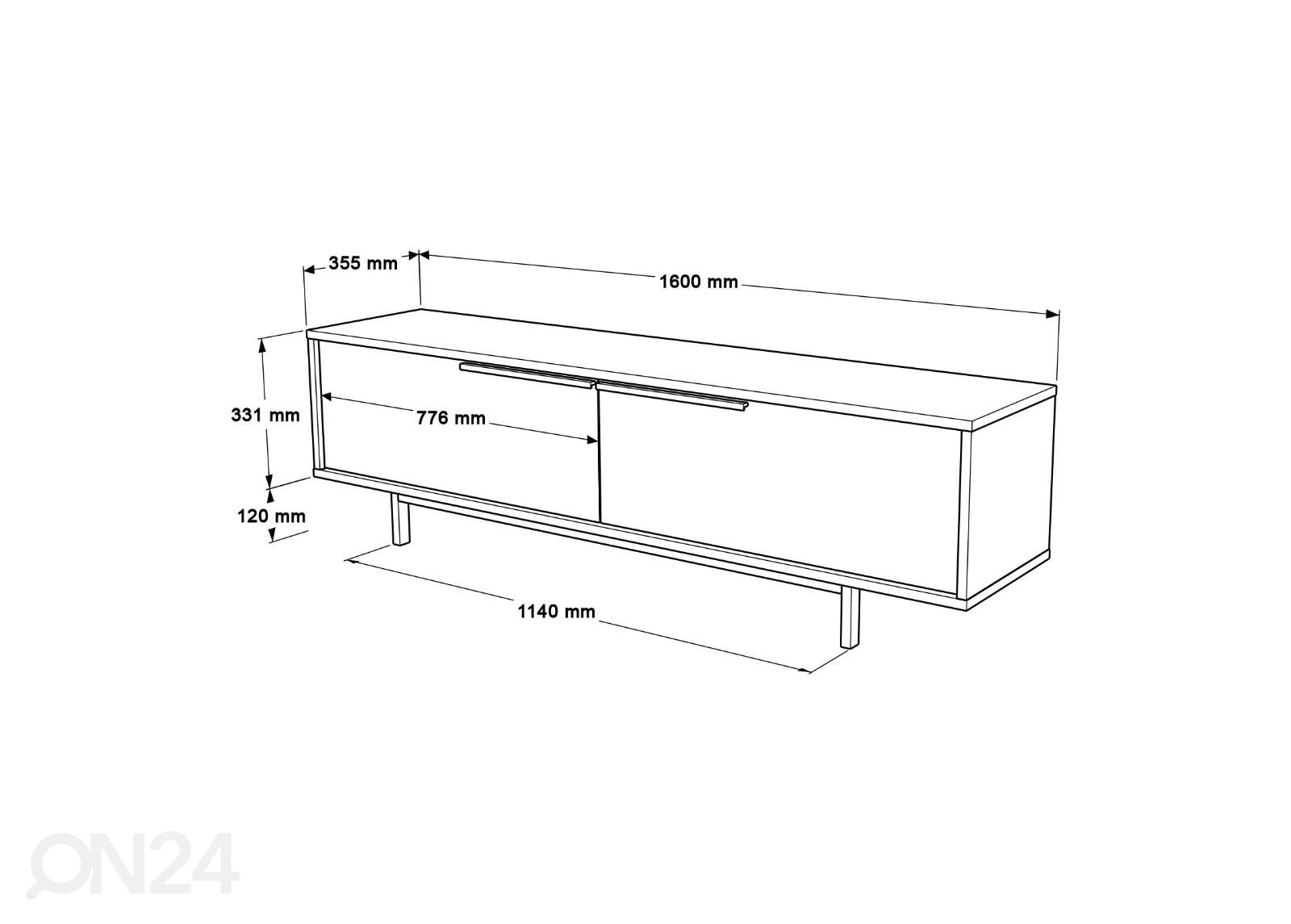 TV-taso Ordu 160 cm kuvasuurennos mitat