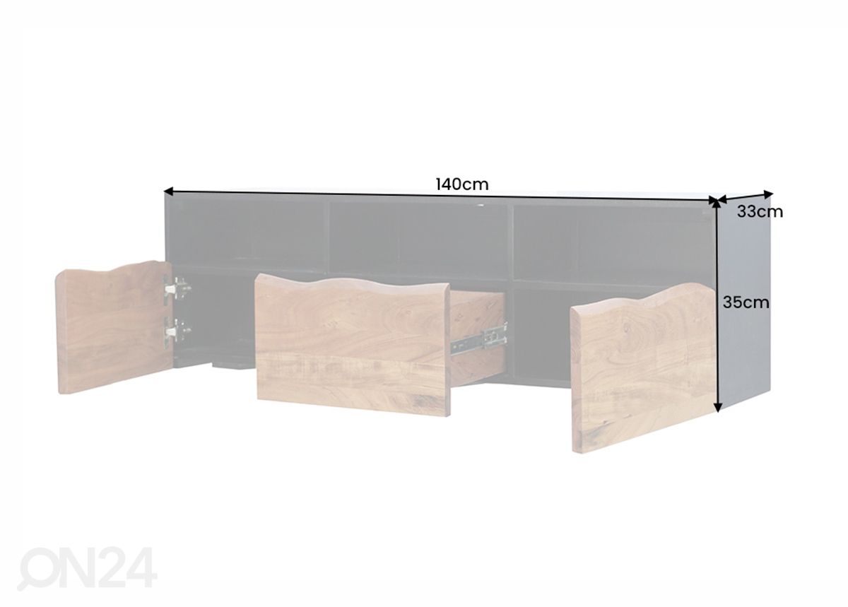 TV-taso Organic Artwork 140 cm kuvasuurennos mitat