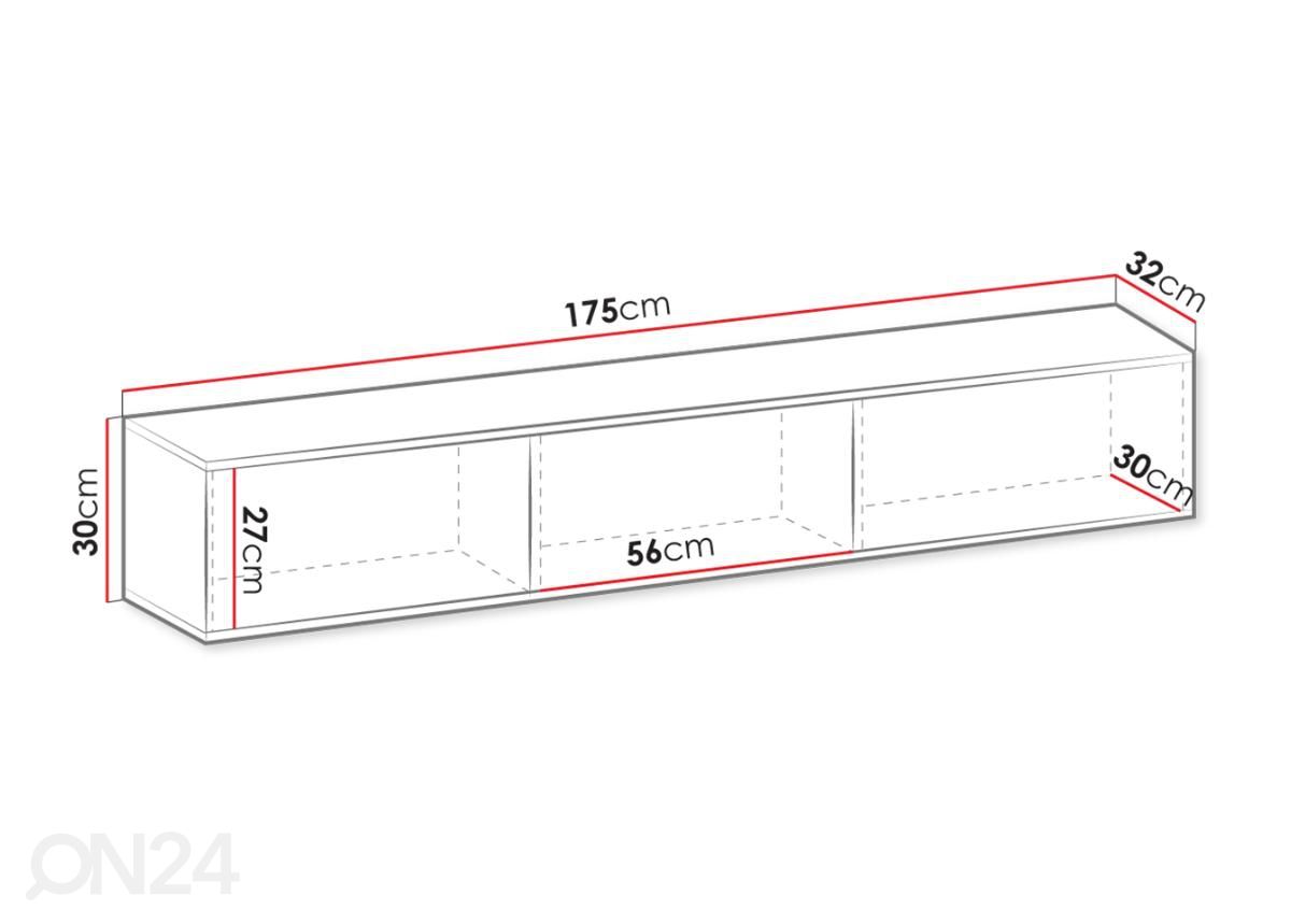TV-taso Oro 175 cm kuvasuurennos mitat