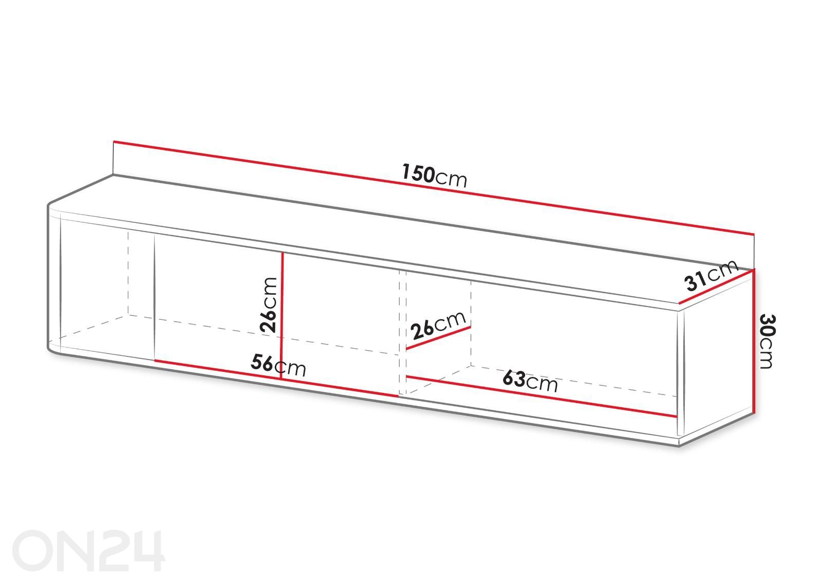 TV-taso Philippe 150 cm kuvasuurennos mitat