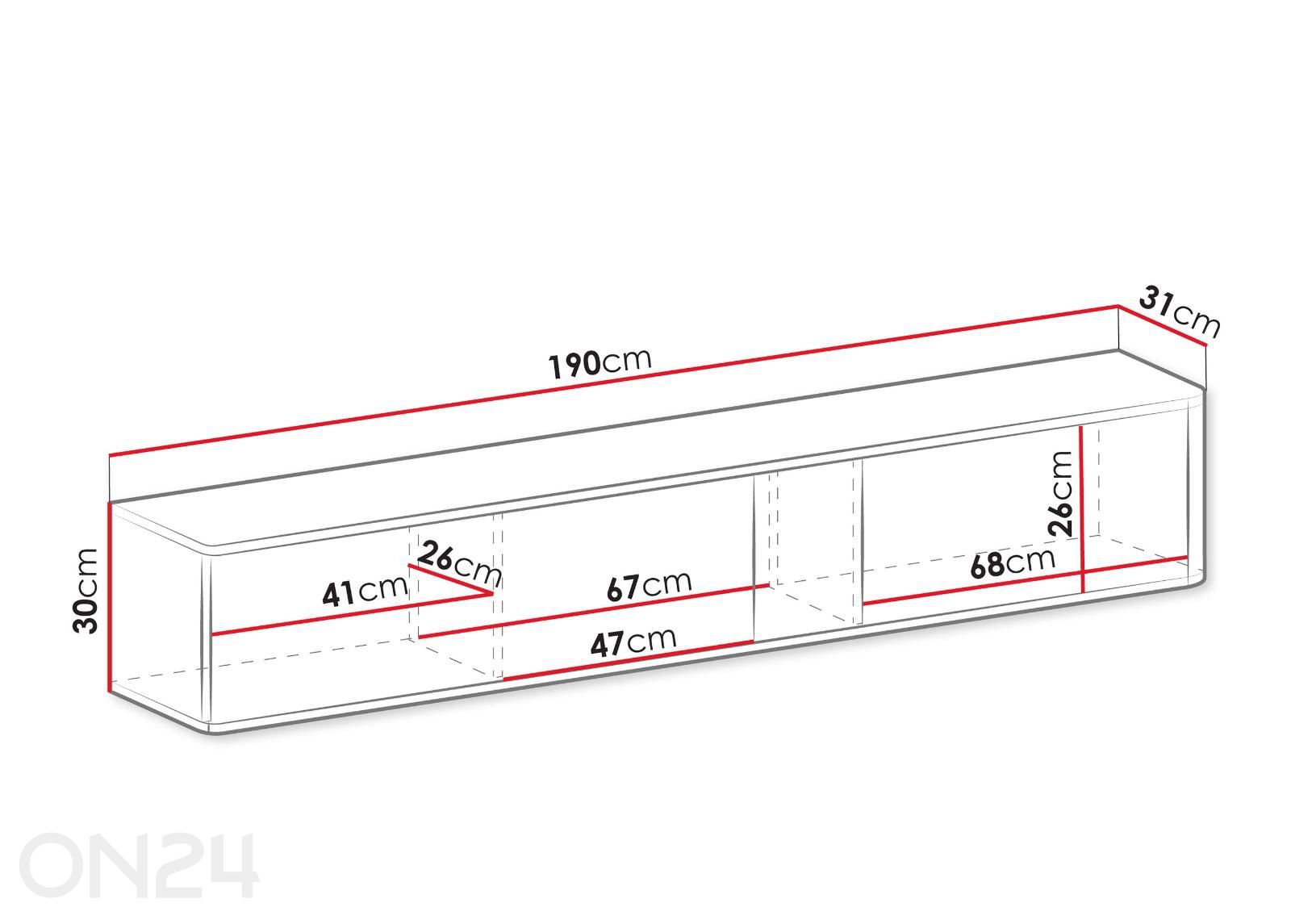 TV-taso Philippe 190 cm kuvasuurennos mitat