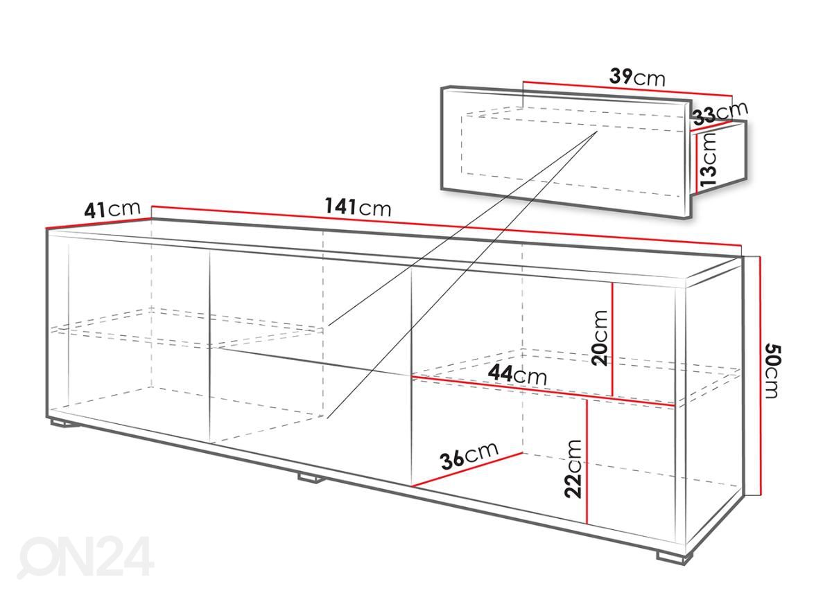TV-taso Roya 141 cm kuvasuurennos mitat