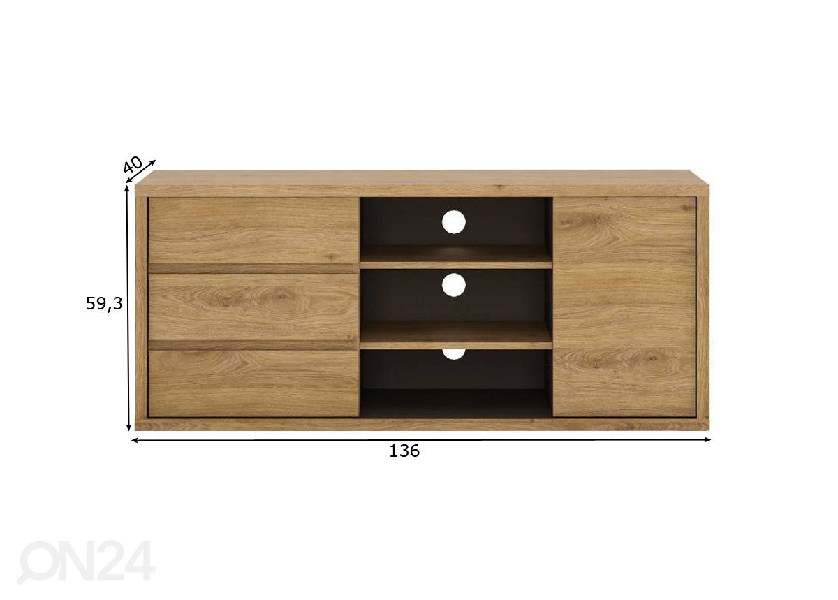 TV-taso Shetland 136 cm kuvasuurennos mitat