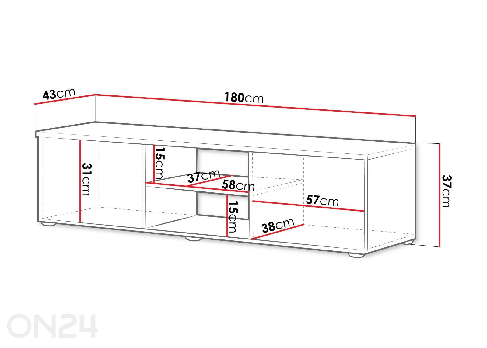 TV-taso Soho 180 cm kuvasuurennos mitat