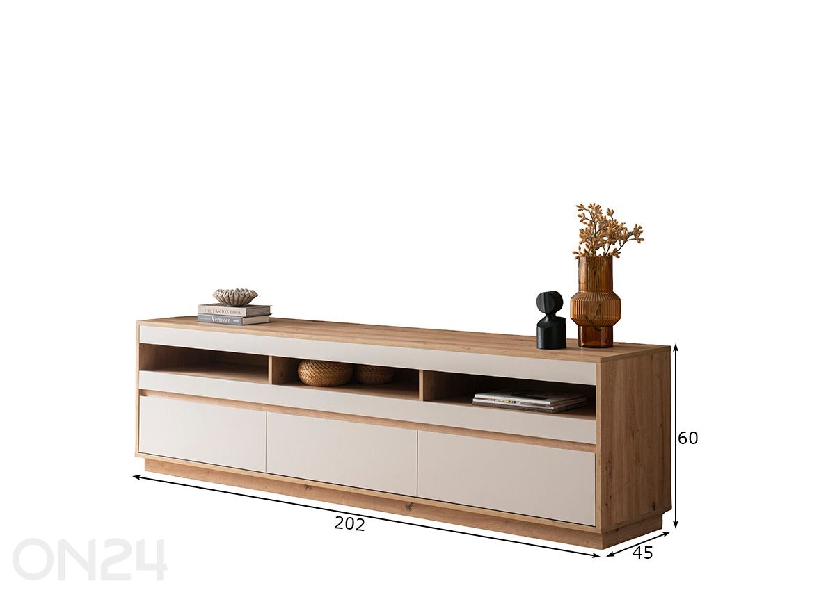 TV-taso Sonora 202 cm kuvasuurennos mitat