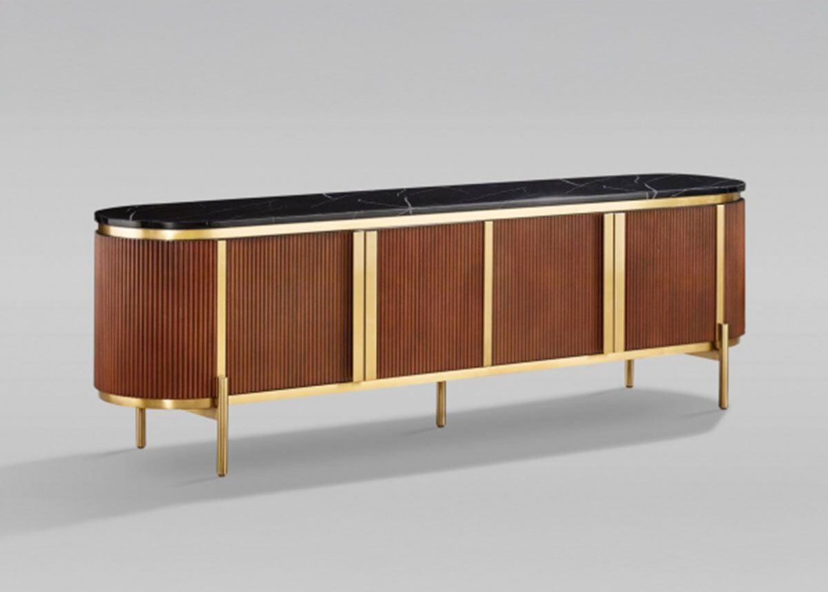 TV-taso Stilig, kultainen/pähkinä kuvasuurennos