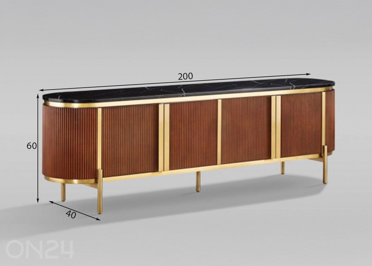 TV-taso Stilig, kultainen/pähkinä kuvasuurennos mitat