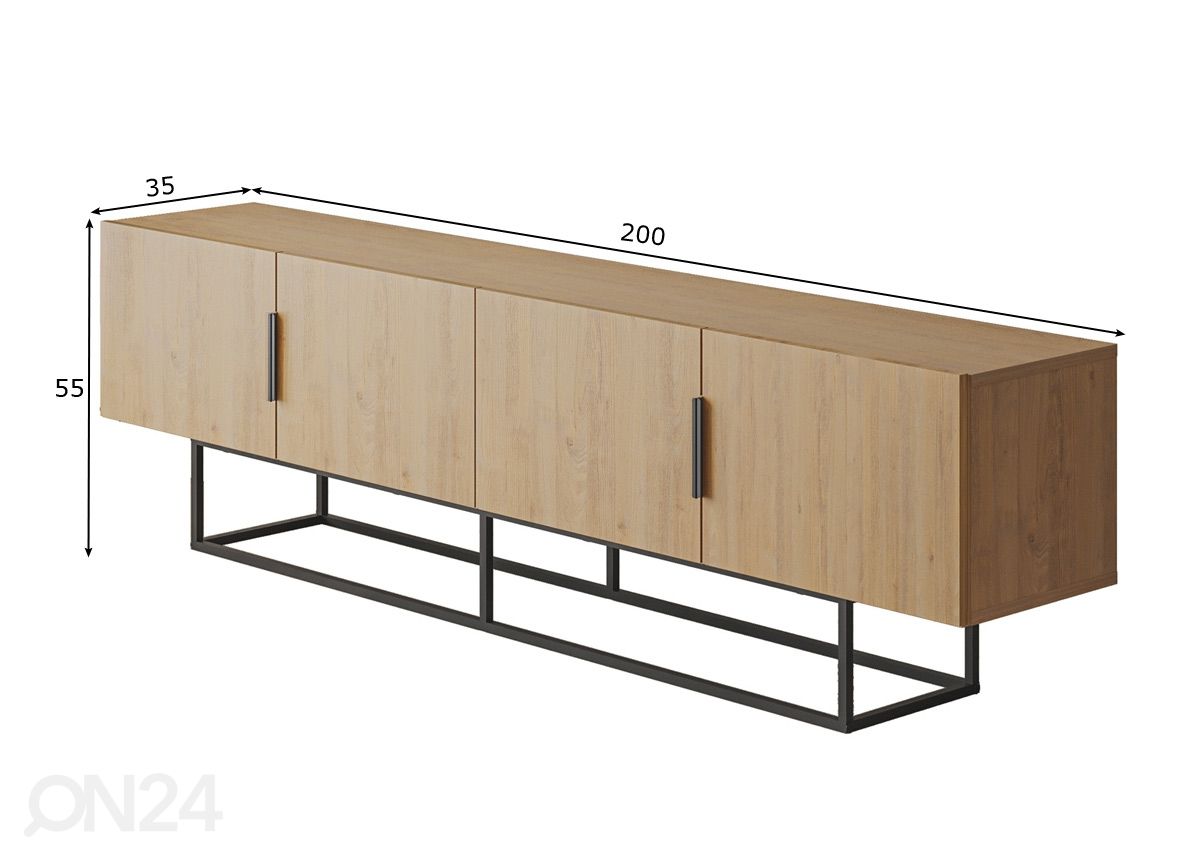 TV-taso Titan Natural 4P 200 cm kuvasuurennos mitat