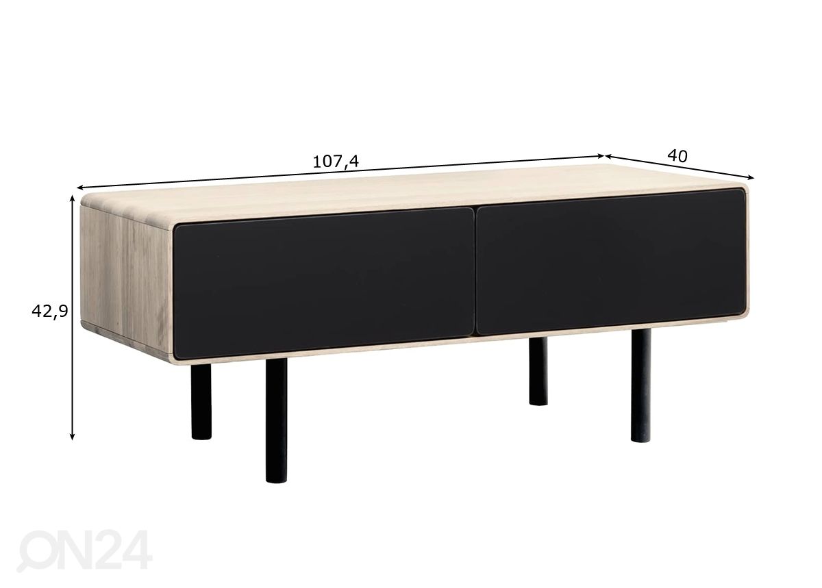 TV-taso Tokyo 107 cm, valkoinen öljy kuvasuurennos mitat