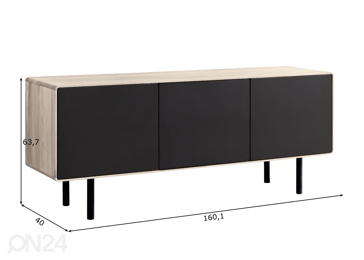 TV-taso Tokyo 160 cm, valkoinen öljy kuvasuurennos mitat