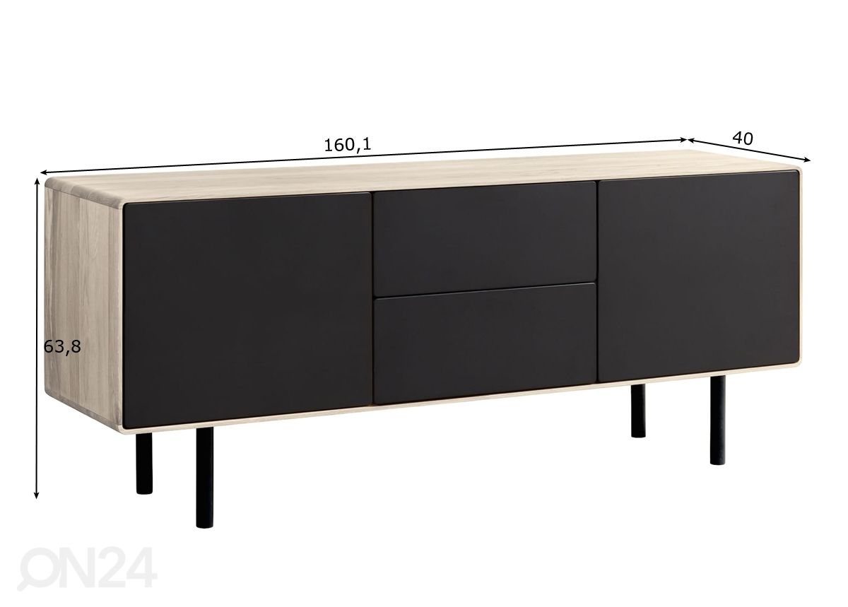 TV-taso Tokyo 160 cm, valkoinen öljy kuvasuurennos mitat
