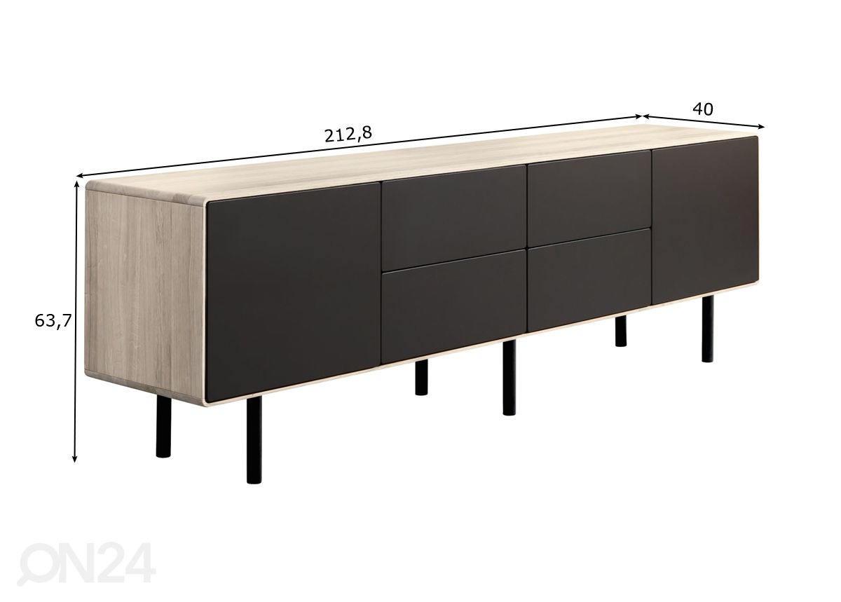 TV-taso Tokyo 213 cm, valkoinen öljy kuvasuurennos mitat