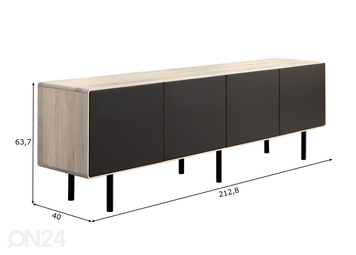 TV-taso Tokyo 213 cm, valkoinen öljy kuvasuurennos mitat