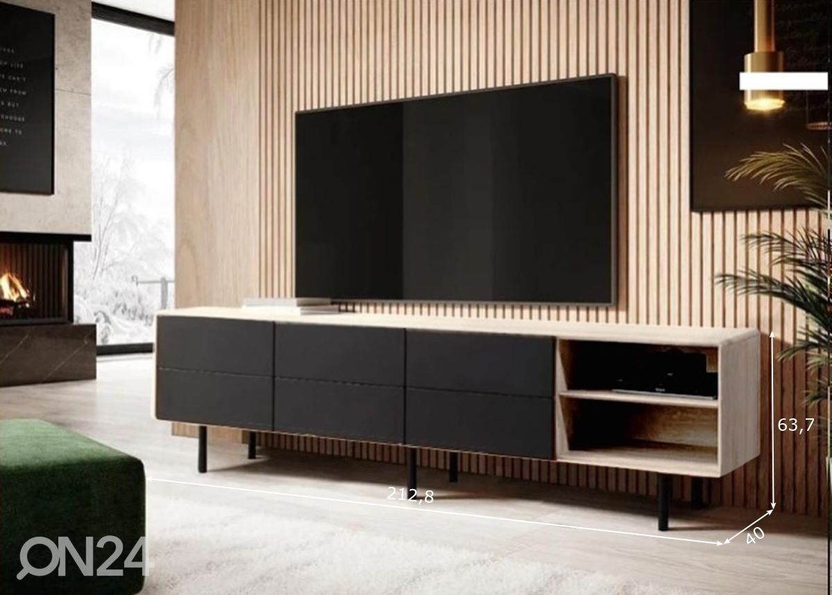 TV-taso Tokyo 213 cm, valkoinen öljy kuvasuurennos mitat