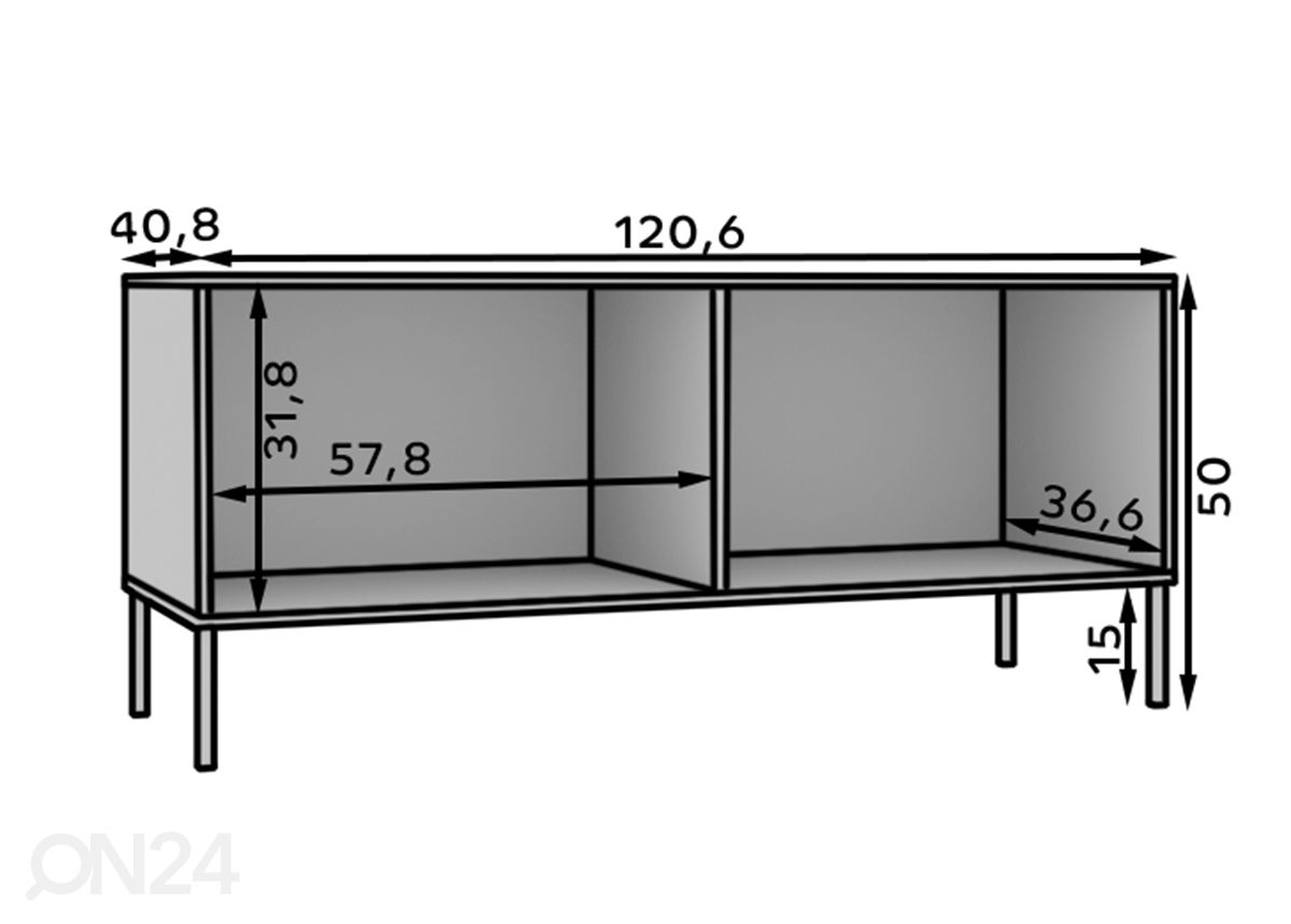 TV-taso Torun 120,6 cm kuvasuurennos mitat