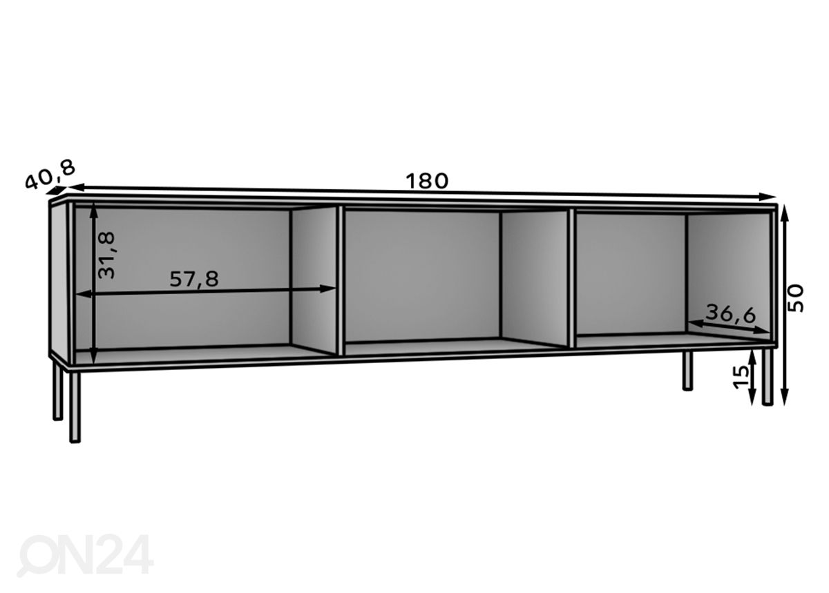 TV-taso Torun 180 cm kuvasuurennos mitat