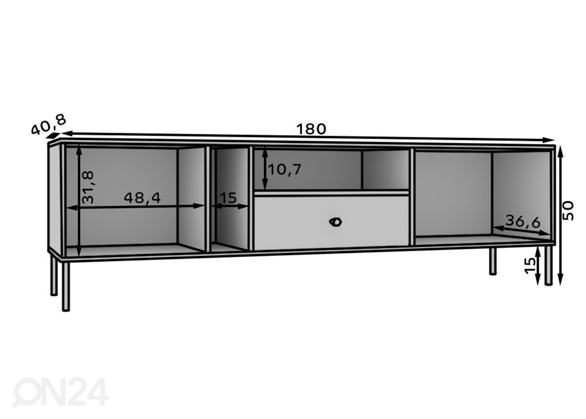 TV-taso Torun 180 cm kuvasuurennos mitat