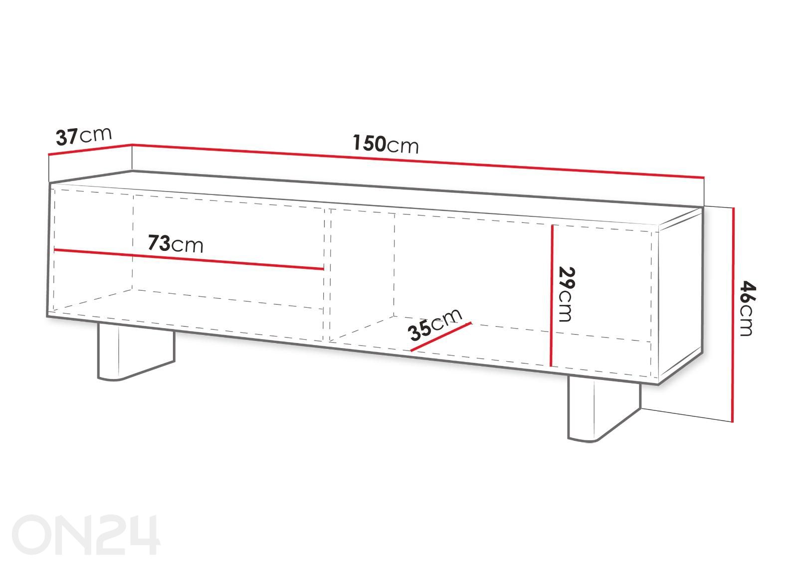 TV-taso Toyo 150 cm kuvasuurennos mitat